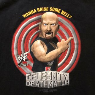 RARE VINTAGE Steve Austin 1998 MTV Celebrity Death Match T - shirt XL WWF 2