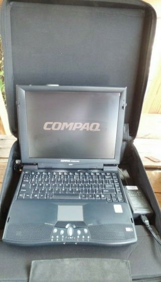 Compaq Presario 1200 Vintage Laptop Computer W/case Cd Jbl Pro Speakers