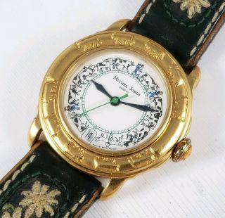 Vintage Mid Size Michel Jordi Quartz Swiss Made 1991 Gold Plated Watch