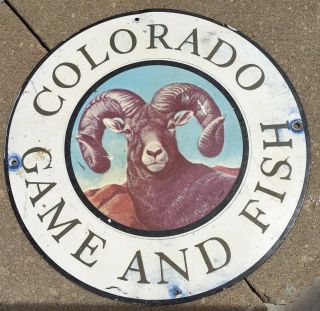 Vintage Colorado Fish And Game Tin Sign Hunting Fishing Antique