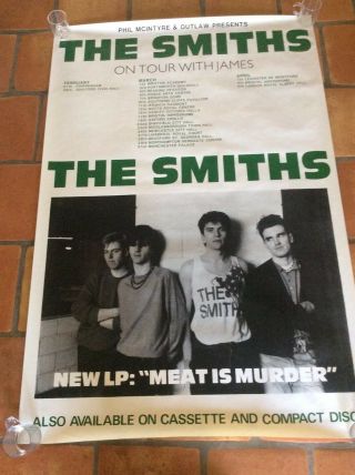 Very Rare The Smiths Uk 1984 Tour Promo Poster Meat Is Murder 41 " X 61 " Morrissey