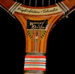 Beauty Vintage Wood 1930s Wright & Ditson COLUMBIA Tennis Racket Barely 3