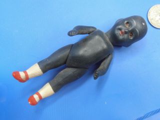 Antique Dolls Germany Black Bisque Doll With Glass Eyes Limbach 1900