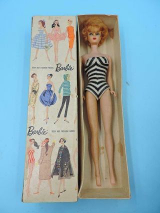Vintage Matell 1959 Barbie Doll W/ Box Made In Japan No.  850 Bubble Cut Blonde