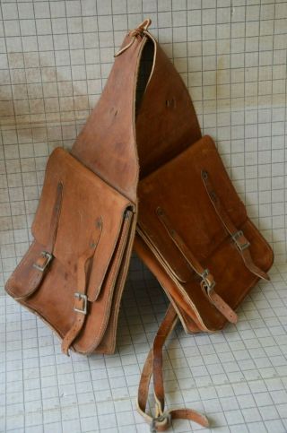 Vintage Leather Saddle Bags,  Ready To Ride 11x11 Buckles/straps Intact