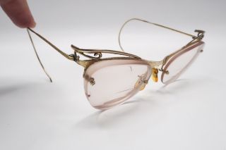 Vtg 12k Gf Rx Eyeglasses Frames Ornate Cat Eye Bausch & Lomb Gold 44[]20 6239