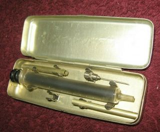 Vintage Wwii Japanese Military Medical Syringe Kit With Aluminum Case