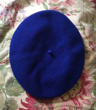 Vintage ‘90s Beret 100 Felted Wool Electric Blue Czech Republic Made