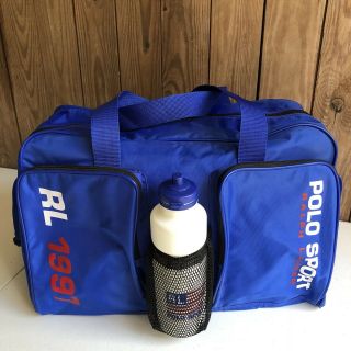 Polo Sport Duffle Bag Vintage 90’s Ralph Lauren Blue 1997 Water Bottle Usa Gym