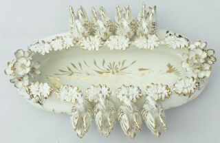 Vintage 1950 Centerpiece Capodimonte Style With Swans Gold Detail Made In Italy