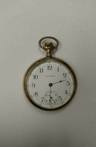 1908 Antique Waltham Pocket Watch,  17 Jewels,  Size 16s,  Gold Filled,  Open Face
