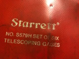 Vtg Starrett No S579H Set of Six Telescoping Gages 5/16 to 6” INCHES In Org Box 3