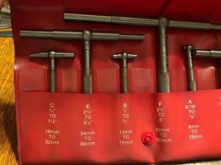 Vtg Starrett No S579H Set of Six Telescoping Gages 5/16 to 6” INCHES In Org Box 4