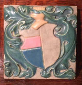 Vintage Art Pottery Rookwood Tile Faience Shield