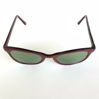 Vintage 1950 ' s 60 ' s Candy Apple Red Semi Cat Eye Sunglasses Glass Lens 4