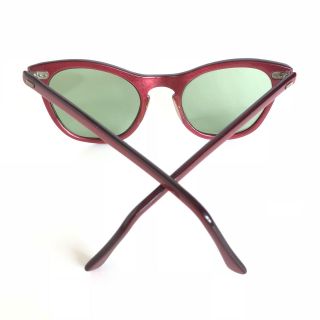 Vintage 1950 ' s 60 ' s Candy Apple Red Semi Cat Eye Sunglasses Glass Lens 5