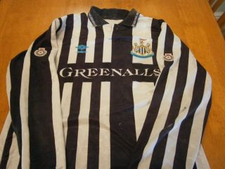 Rare Match Worn Newcastle United Home Shirt - Umbro - Greenalls - 1990/91 Season