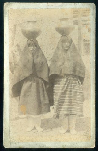 Vintage Native American Group Of Pueblo Indian Women With Pottery Vessels 1880s