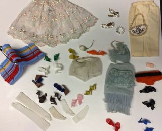 Miscellaneous Barbie Shoes Undies Jewelry Skirts Plus 16 Hangers
