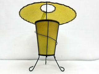 Vintage Mid Century Table Lamp Fiberglass Shade Tripod Atomic Ufo Space 1960 