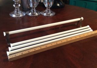 Four Vintage 17 1/2” Long Milk Glass Towel Bars with One Set of Hardware - RARE 2