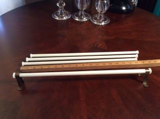 Four Vintage 17 1/2” Long Milk Glass Towel Bars with One Set of Hardware - RARE 3