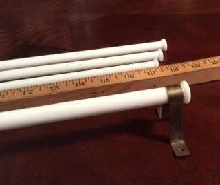 Four Vintage 17 1/2” Long Milk Glass Towel Bars with One Set of Hardware - RARE 4