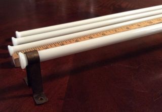 Four Vintage 17 1/2” Long Milk Glass Towel Bars with One Set of Hardware - RARE 5