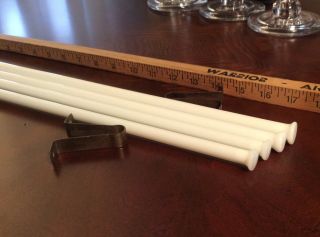 Four Vintage 17 1/2” Long Milk Glass Towel Bars with One Set of Hardware - RARE 6