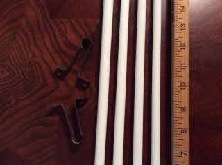 Four Vintage 17 1/2” Long Milk Glass Towel Bars with One Set of Hardware - RARE 7
