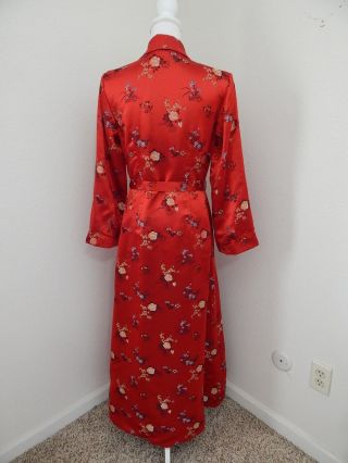 1960 - 70s - Vintage Peony Shanghai Red Brocade Chinese Coat/Robe Cheongsam S/M 2