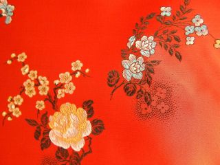 1960 - 70s - Vintage Peony Shanghai Red Brocade Chinese Coat/Robe Cheongsam S/M 4