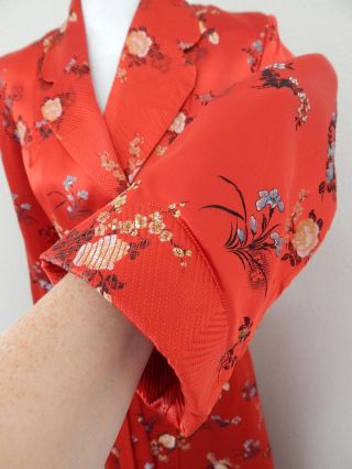1960 - 70s - Vintage Peony Shanghai Red Brocade Chinese Coat/Robe Cheongsam S/M 6