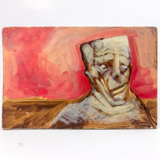 Chet Zar " Untitled " Landscape Monster (very Rare Study) 4x6 " Oil/board,  Dark Art