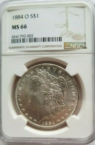 1884 - O Ngc Ms 66 Morgan Silver Dollar Rare Beauty.  Near Registry Quality.  Rare