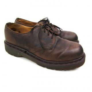 Dr Doc Martens Vtg 90s Mens Made In England Brown Leather Platform Oxfords 8 42