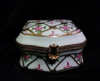 Vintage Limoge Porcelain Decoree A La Main Paris - Style Trinket Music Box France