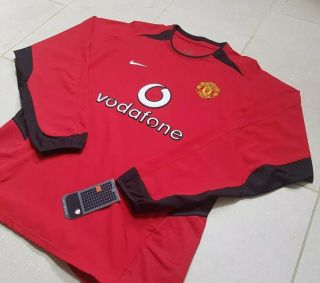 Rare Manchester United 2002 - 2004 Long Sleeve Home Football Shirt Bnwt Deadstock