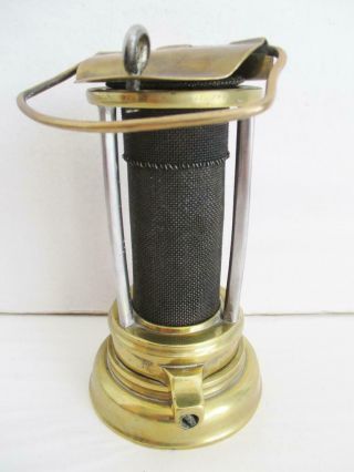 Unusual Small Brass Miners Davy Lamp Screwlock Base Flip Top Rare 6 Inches High