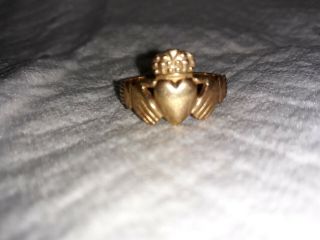 Vintage 9k (9ct) Solid Yellow Gold Claddagh Ring Size 12