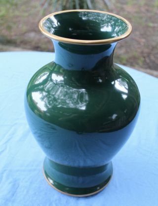 Vintage Fitz & Floyd Renaissance Mcmlxxviii 12 " Large Green/gold Trim Vase