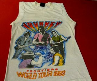 Journey " 1983,  Frontiers World Tour " Vintage T - Shirt.  Vg,  Size M