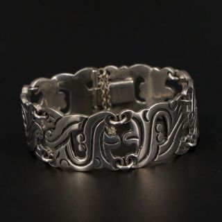 Vtg Sterling Silver - Mexico Taxco Filigree Ornate Link 6.  5 " Bracelet - 69.  5g