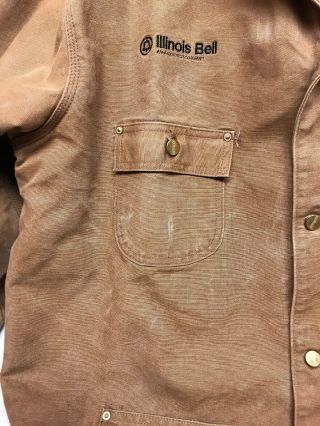 Vintage Carhartt Illinois Bell Blanket Lined Brown Chore Jacket Mens XL/2XL 4