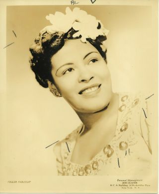 1940s Vintage Photo Billie Holiday 8x10 Studio Image Head Shot 2