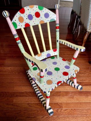 Mackenzie - Childs Wee Rocking Chair Hand Painted Discontinued & Rare Style