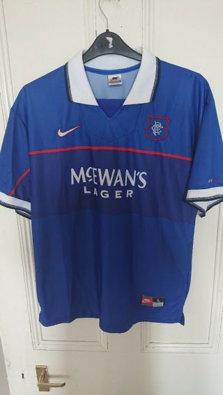 Glasgow Rangers Retro Vintage Football Shirt 1997 - 1999 Size L Rare
