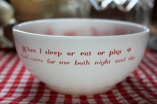 VERY RARE Vintage Anchor Hocking Fire King White Childs Prayer Cereal Bowl 2