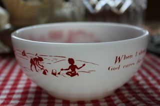 VERY RARE Vintage Anchor Hocking Fire King White Childs Prayer Cereal Bowl 5