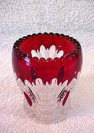Rare Heisey Prince Of Wales Plumes Ruby Stain Toothpick Holder